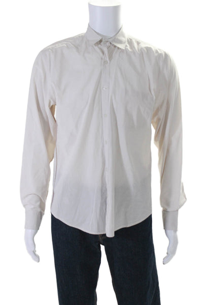 Steven Alan Mens Cotton Collared Buttoned Long Sleeve Casual Top Beige Size M