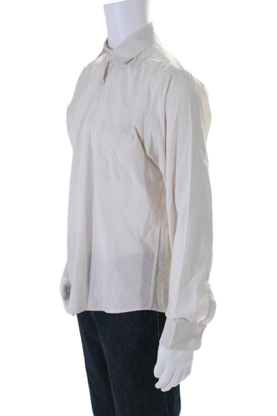 Steven Alan Mens Cotton Collared Buttoned Long Sleeve Casual Top Beige Size M