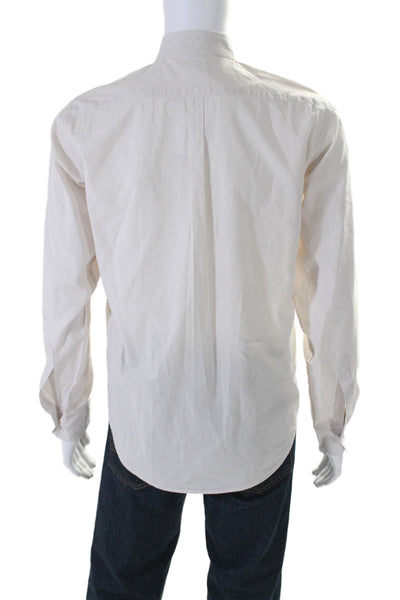 Steven Alan Mens Cotton Collared Buttoned Long Sleeve Casual Top Beige Size M