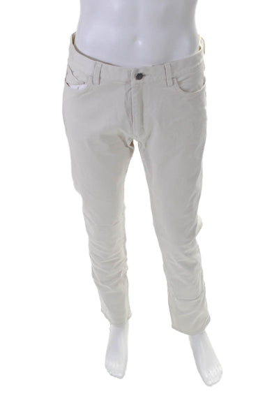 Theory Men's Five Pockets Straight Leg Button Closure Casual Pants Cream Size 34