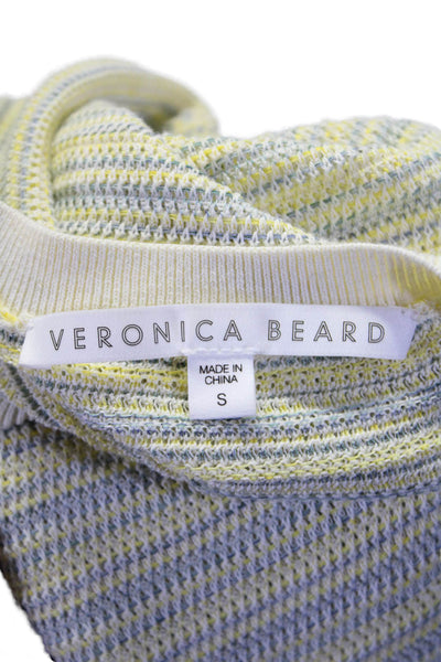 Veronica Beard Womens Crew Neck Pullover Sweater Yellow Blue Cotton Size Small