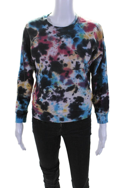 Mother Womens Tie Dye Print Crew Neck Sweatshirt Multi Colored Cotton Size Small