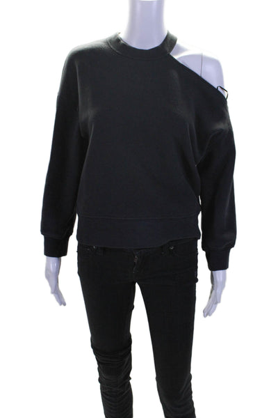 Rails Womens Long Sleeves Pullover Sweatshirt Black Cotton Size Extra Small