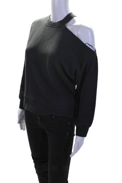 Rails Womens Long Sleeves Pullover Sweatshirt Black Cotton Size Extra Small