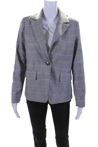 Aqua Womens Gray Houndstooth Print One Button Long Sleeve Blazer Size XS