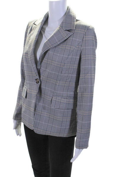 Aqua Womens Gray Houndstooth Print One Button Long Sleeve Blazer Size XS