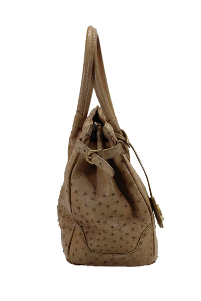 Cece Cord Womens Ostrich Skin Magnet Medallion Tassel Doctor Handbag Beige