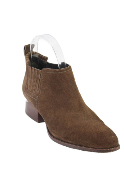 Alexander Wang Women's Pointed Toe Suede Pull-On Ankle Boots Brown Size 5.5