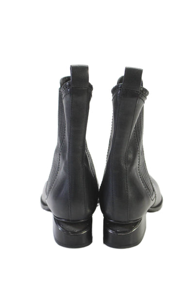 Alexander Wang Women's Pointed Toe Pull-On Leather Ankle Boots Black Size 5.5