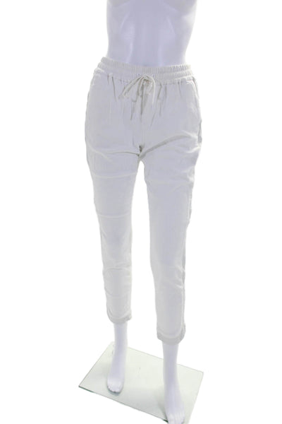 Joes Womens Cotton Perforated Side Curved Hem Drawstring Pants White Size XS