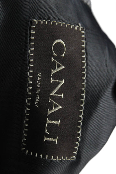 Canali Men's Long Sleeves Line Collared Two Button Jacket Black Size 54