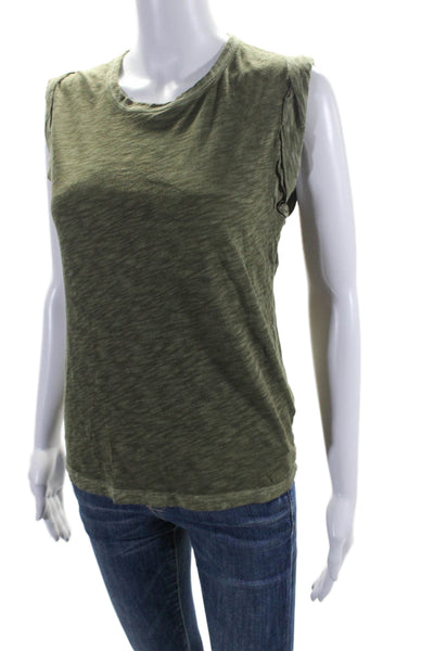 Veronica Beard Jeans Womens Crew Neck Tee Shirt Green Cotton Size Extra Small