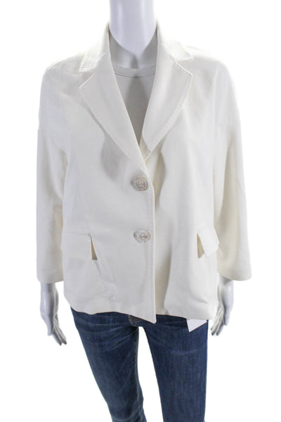 Circolo Womens Long Sleeves Button Down Jacket White Cotton Size EUR 40