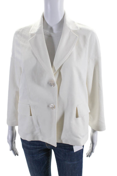 Circolo Womens Long Sleeves Button Down Jacket White Cotton Size EUR 40