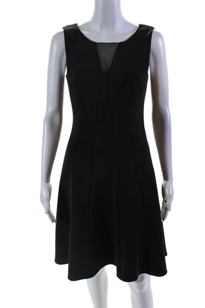 T Tahari Women's Round Neck Sleeveless Fit Flare Mini Dress Black Size 2