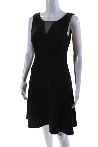 T Tahari Women's Round Neck Sleeveless Fit Flare Mini Dress Black Size 2