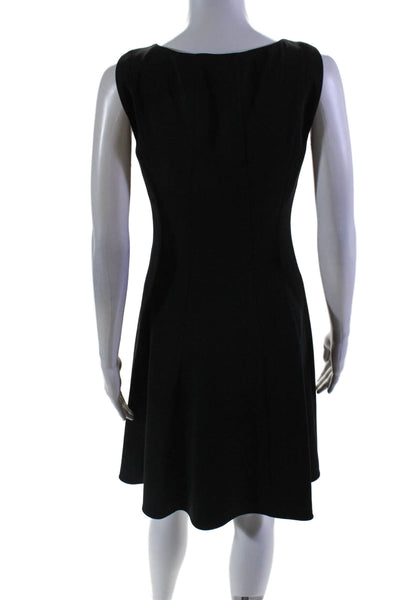 T Tahari Women's Round Neck Sleeveless Fit Flare Mini Dress Black Size 2