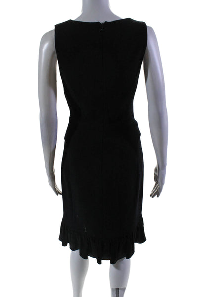 Luca Luca Women's Cowl Neck Sleeveless Fitted Ruffle Mini Dress Black Size 40