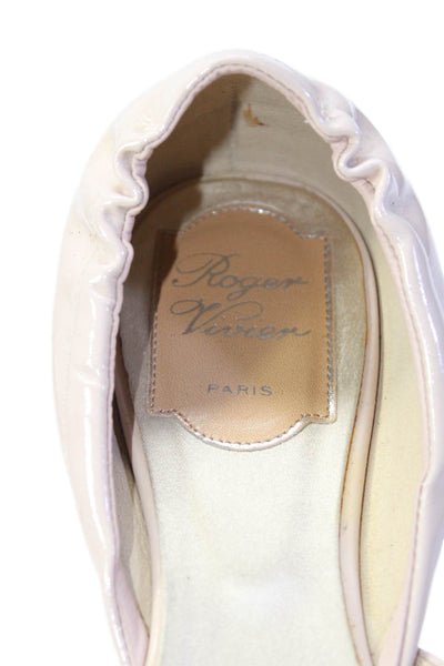 Roger Vivier Women's Round Toe Embellish Ballet Flat Shoes Blush Pink Size 8