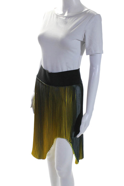 Stella McCartney Womens Two Tone High Low Pleated Skirt Black Yellow Size 40