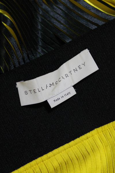 Stella McCartney Womens Two Tone High Low Pleated Skirt Black Yellow Size 40