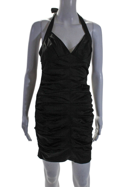 BCBG Max Azria Womens Sleeveless Mid Calf Ruched Dress Black Size 4