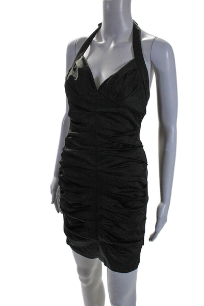 BCBG Max Azria Womens Sleeveless Mid Calf Ruched Dress Black Size 4