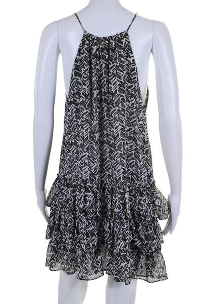 Misa Womens Spaghetti Strap Abstract Tiered Mini Dress Black White Size Small