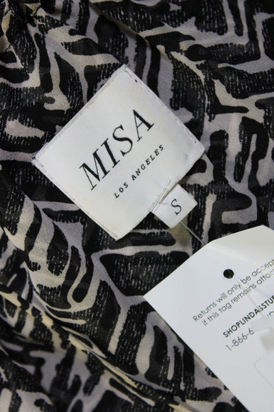 Misa Womens Spaghetti Strap Abstract Tiered Mini Dress Black White Size Small