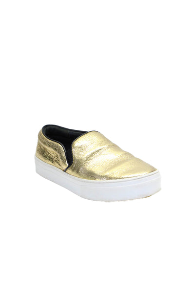 Celine Paris Women's Round Toe Slip-On Rubber Sole Shoes Gold Metallic Size FR37