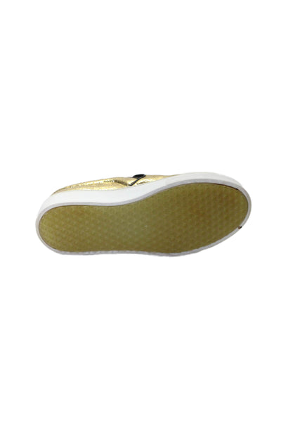 Celine Paris Women's Round Toe Slip-On Rubber Sole Shoes Gold Metallic Size FR37