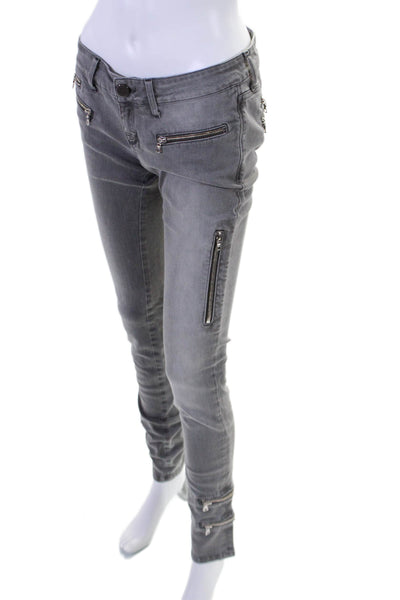 Victoria Beckham Womens Gray Cotton Zip Pockets Low Rise Skinny Leg Jeans Size28