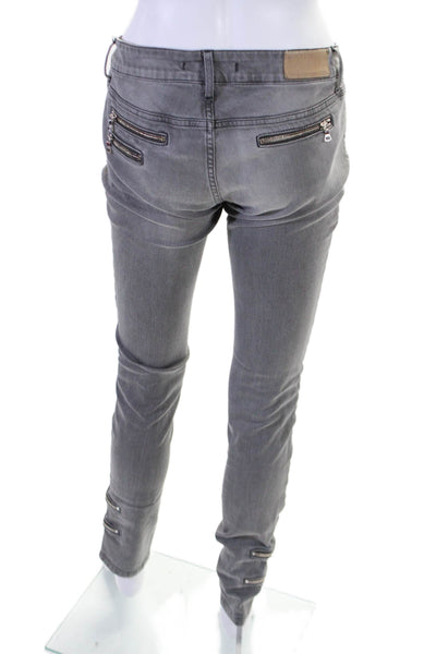 Victoria Beckham Womens Gray Cotton Zip Pockets Low Rise Skinny Leg Jeans Size28