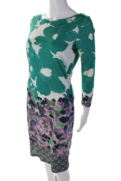 Etro Womens Scoop Neck Long Sleeve Floral Long Dress Multicolor Size 44