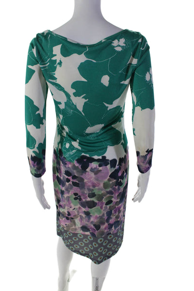 Etro Womens Scoop Neck Long Sleeve Floral Long Dress Multicolor Size 44