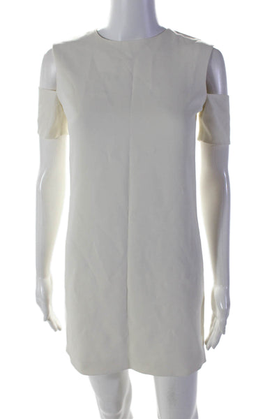 Helmut Lang Womens Short Sleeve Cold Shoulder Shift Dress White Size 0