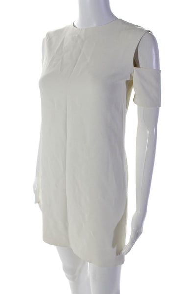 Helmut Lang Womens Short Sleeve Cold Shoulder Shift Dress White Size 0