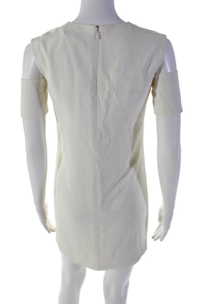 Helmut Lang Womens Short Sleeve Cold Shoulder Shift Dress White Size 0