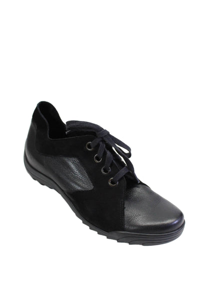 Arche Womens Leather Suede Low Top Casual Lace Up Shoes Black Size 8