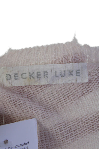 Decker Luxe Womens Distressed Trim V Neck Cashmere Sweater Pink Size Large