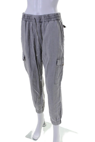 Dress Forum Women's Drawstring Waist Tapered Leg Cargo Jogger Pants Gray Size M