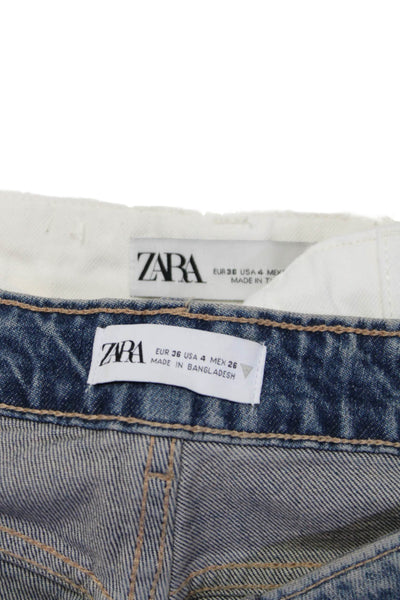 Zara Women's High Waist Medium Wash Straight Leg Denim Pants Size 4 Lot 2