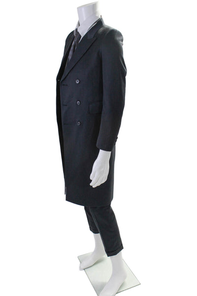 GB Mens Charcoal Double Breasted Wool Blazer Pants Suit Set Size 16M