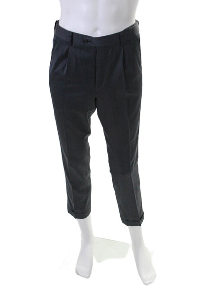 GB Mens Charcoal Double Breasted Wool Blazer Pants Suit Set Size 16M