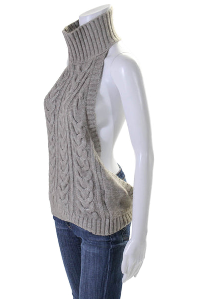 Source Unknown Womens Cable Knit Halter Neck Backless Knit Top Beige Size OS