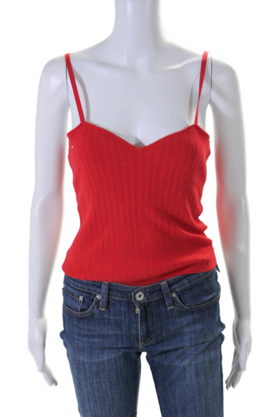 Alice + Olivia Womens Pointelle Knit Camisole Top Red Size XL