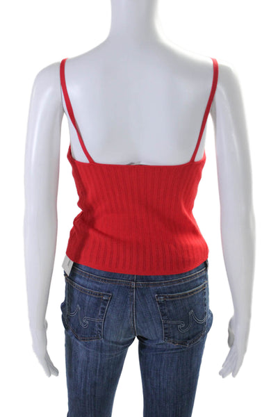 Alice + Olivia Womens Pointelle Knit Camisole Top Red Size XL