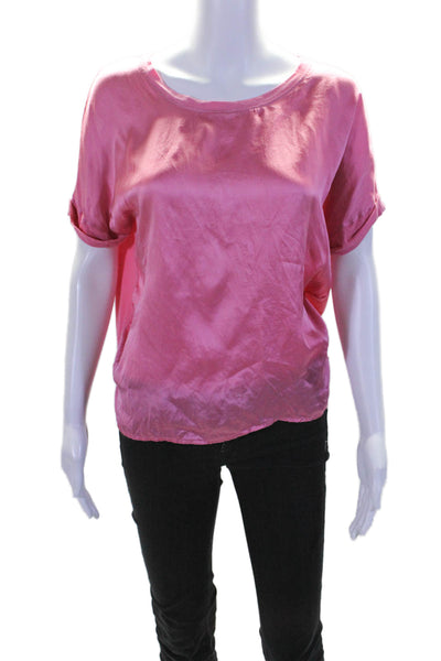 Gerard Darel Womens Silk Cotton Pink Scoop Neck Short Sleeve Blouse Top Size 1