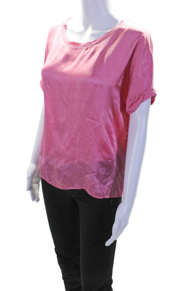 Gerard Darel Womens Silk Cotton Pink Scoop Neck Short Sleeve Blouse Top Size 1