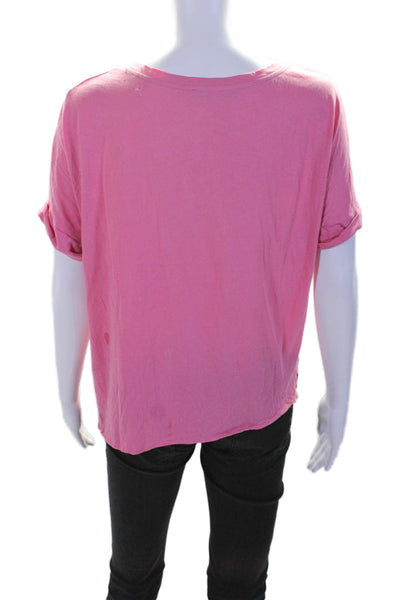 Gerard Darel Womens Silk Cotton Pink Scoop Neck Short Sleeve Blouse Top Size 1